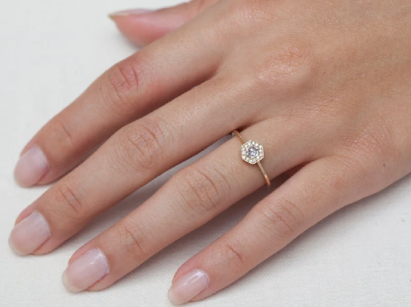 Limited-Stock Jewelry Sale – Once It's Gone, It's Gone Hexagon White Diamond Halo Ring