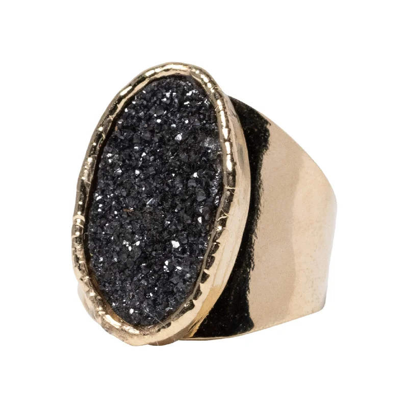 Seasonal Jewelry Sale – Upgrade Your Collection Midnight Druzy Oval Cocktail Ring