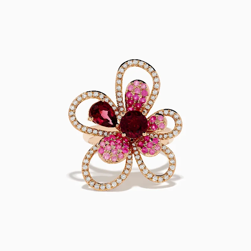 Flash Deals On Fine Jewelry – Shop Before It's Gone Nature 14K Rose Gold Pink Sapphire Rhodolite and Diamond Ring