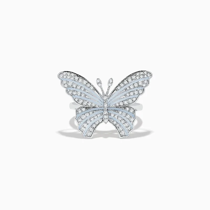 Jewelry Deals That Sparkle – Shop Today Nature 14K White Gold Diamond with White Enamel Butterfly Ring