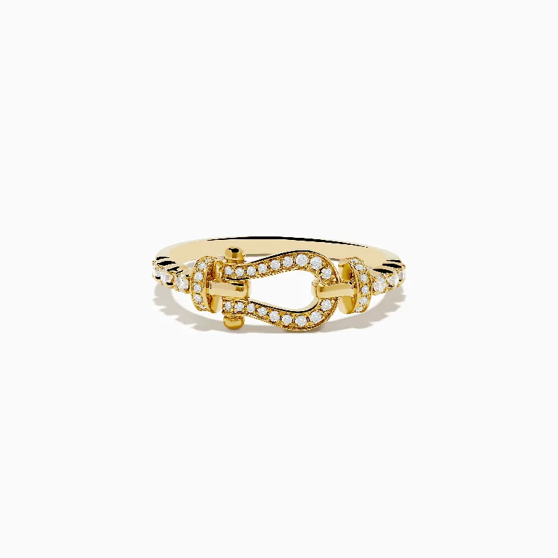 Must-Have Jewelry Pieces At Reduced Prices Novelty 14K Yellow Gold Diamond Horseshoe Ring