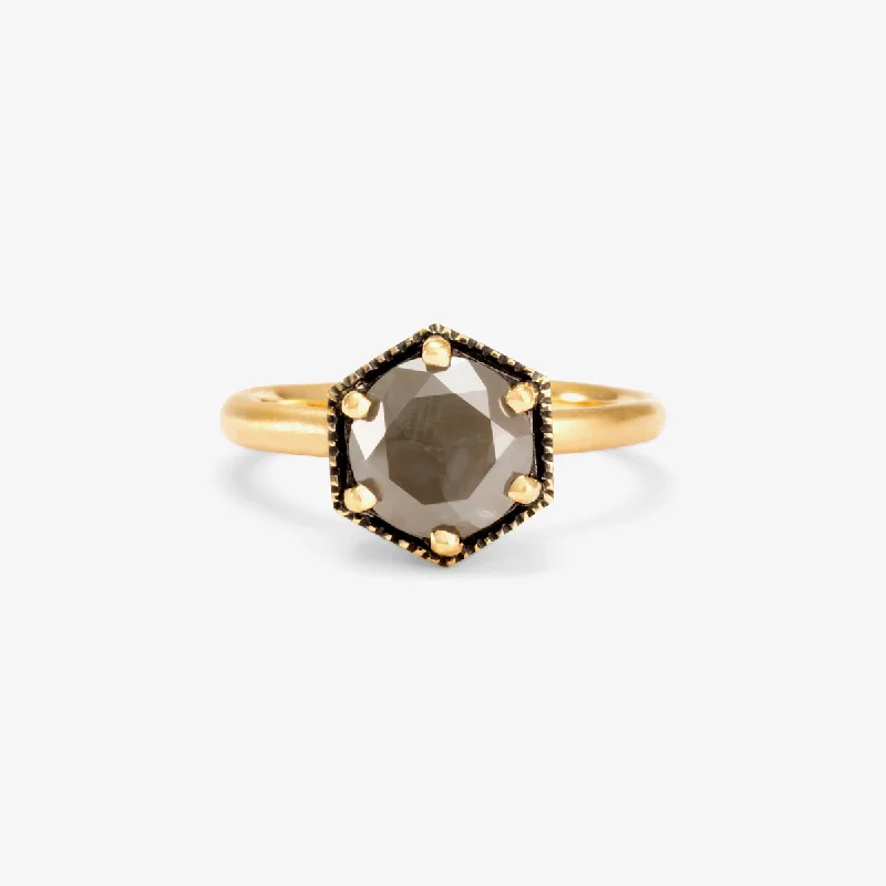 R2209GY2-OOAK | One-of-a-Kind Grey Diamond Hexagon Ring #2