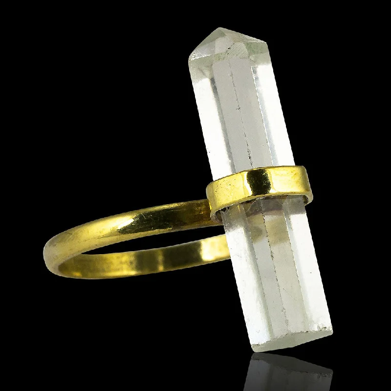 Jewelry Sale Alert – Shop Timeless Elegance Today <span>RBR-014<span>: </span></span>Quartz Crystal Ring - Brass