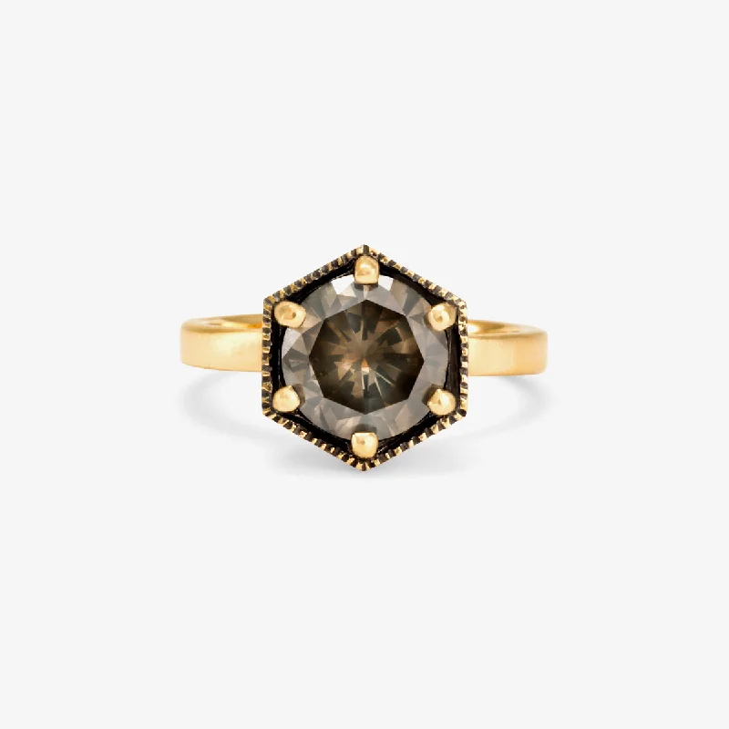 Flash Sale On Stunning Jewelry – Don't Miss Out R2209GY3-OOAK | One-of-a-Kind Grey Diamond Hexagon Ring #3