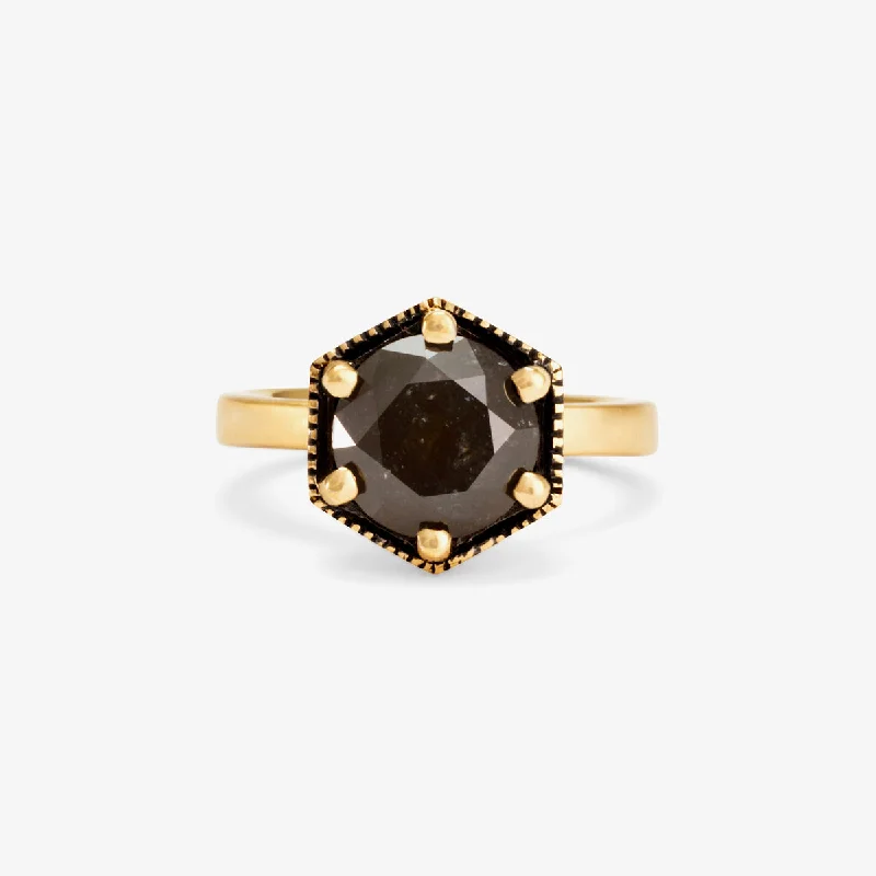 Exclusive Jewelry Bundles At Discounted Rates R2209GY4-OOAK | One-of-a-Kind Grey Diamond Hexagon Ring #4