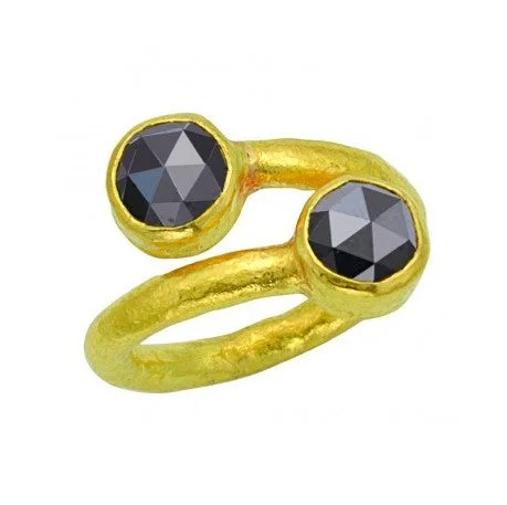 Limited-Stock Jewelry Clearance – Grab Your Favorites Now 24K Black Diamond Bypass Ring