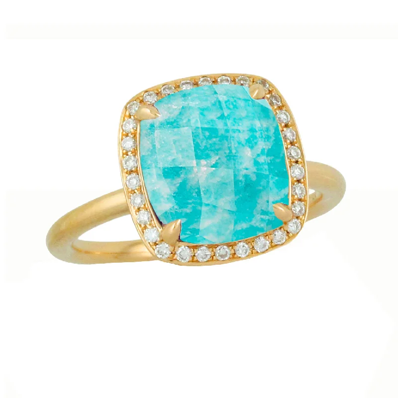 Classic And Modern Jewelry Styles On Sale Amazonite and Diamond Ring
