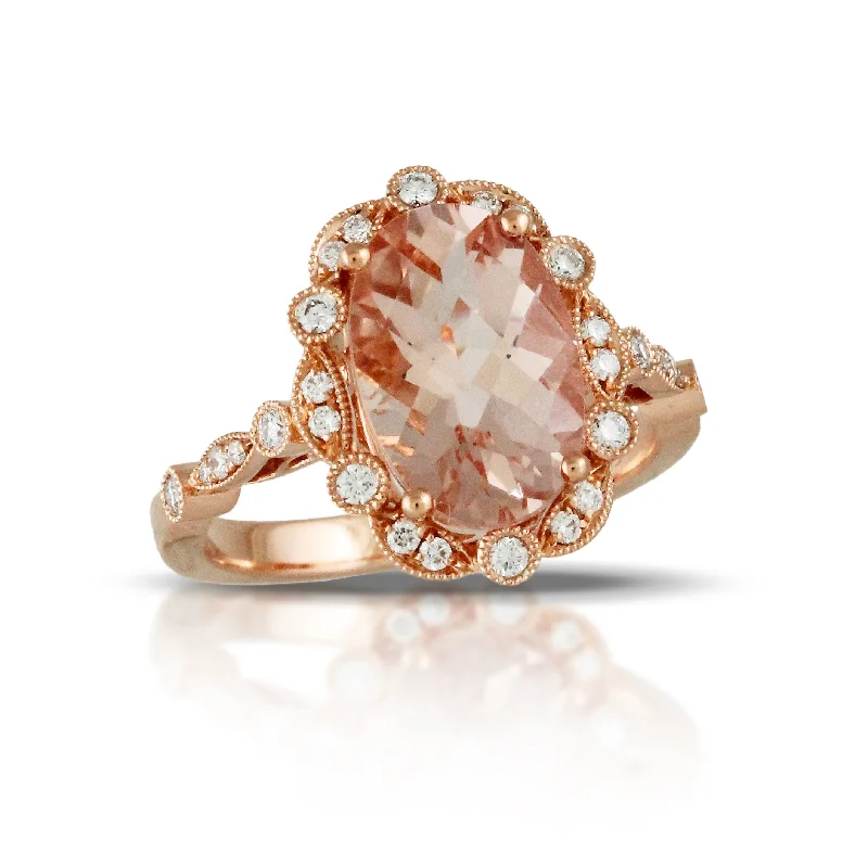 Handmade Pearl Jewelry For Timeless Elegance Morganite and Diamond Ring