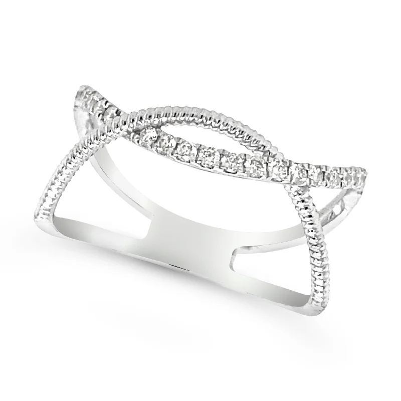 Must-Have Jewelry At Unbelievable Discounts Round Diamond and Etched Gold Crossover Design Ring