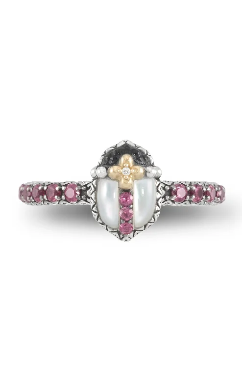 Affordable Luxury Jewelry For Every Occasion Scarab Stack Ring- Diamond, White Mother of Pearl. Onyx & Pink Garnet Affordable Luxury Jewelry For Every Occasion Scarab Stack Ring- Diamond, White Mother of Pearl. Onyx & Pink Garnet