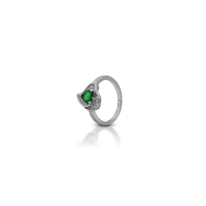 Shop Dazzling Jewelry At The Best Prices Silver Center Green Heart Shape Gem Stone with Leaf Design Ring for Girls Shop Dazzling Jewelry At The Best Prices Silver Center Green Heart Shape Gem Stone with Leaf Design Ring for Girls