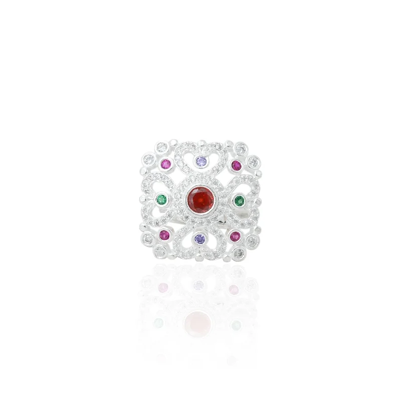 Dainty And Elegant Jewelry Now At Reduced Prices Silver Minimal Zircon Colored Flower Ring Dainty And Elegant Jewelry Now At Reduced Prices Silver Minimal Zircon Colored Flower Ring