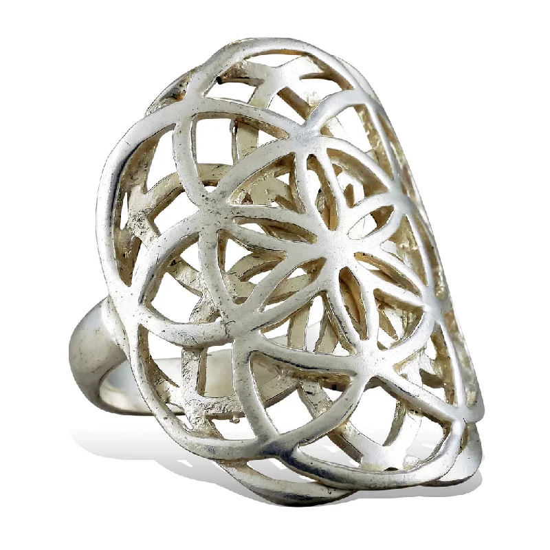 Must-Have Jewelry Pieces At Reduced Prices <span>RAS-002<span>: </span></span>Double Seed of Life Ring - Silver