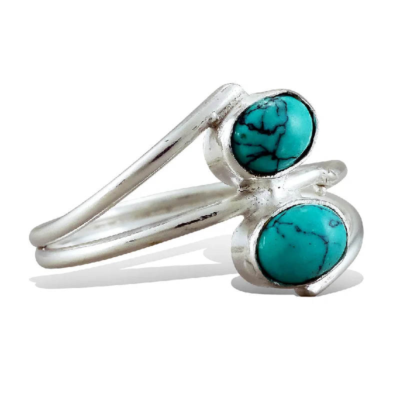 Flash Sale On Elegant Jewelry – Don't Miss Out <span>RAS-011<span>: </span></span>Wrapped Double Turquoise - Silver