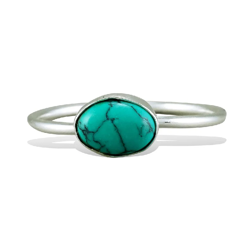 Premium Diamond Jewelry At Once-In-A-Lifetime Discounts <span>RAS-023<span>: </span></span>Simple Turquoise Ring - Silver
