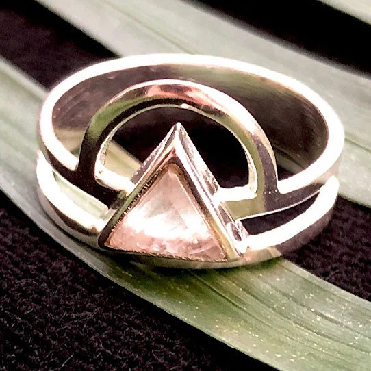 Dazzle In Elegance With Our Biggest Jewelry Sale <span>RAS-059<span>: </span></span>Moonstone Rising Triangle Ring - Silver