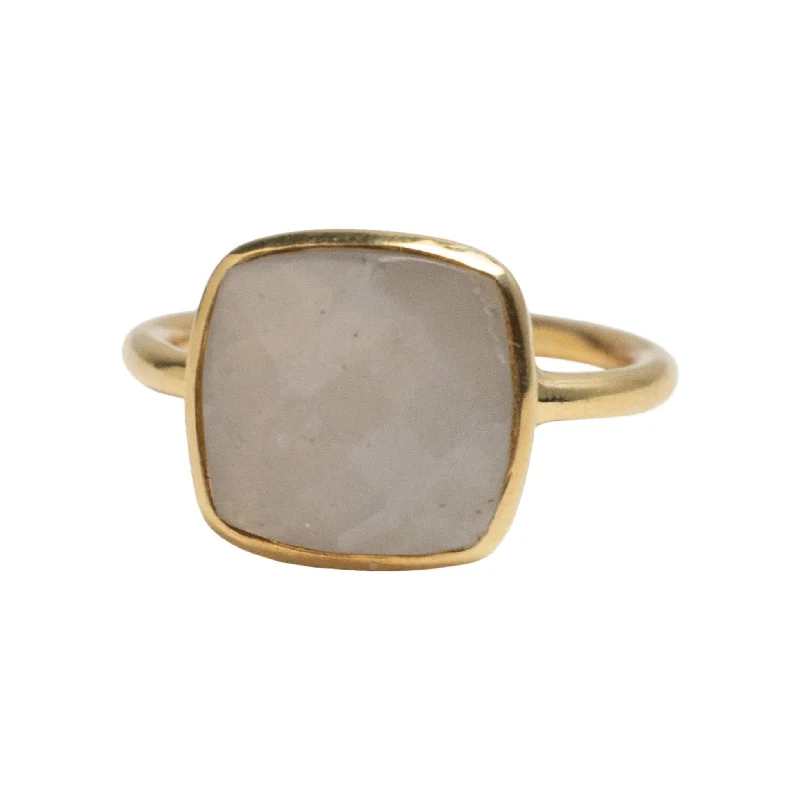 High-End Sparkle, Low-End Prices – Jewelry Sale Live Square Ring in Moonstone