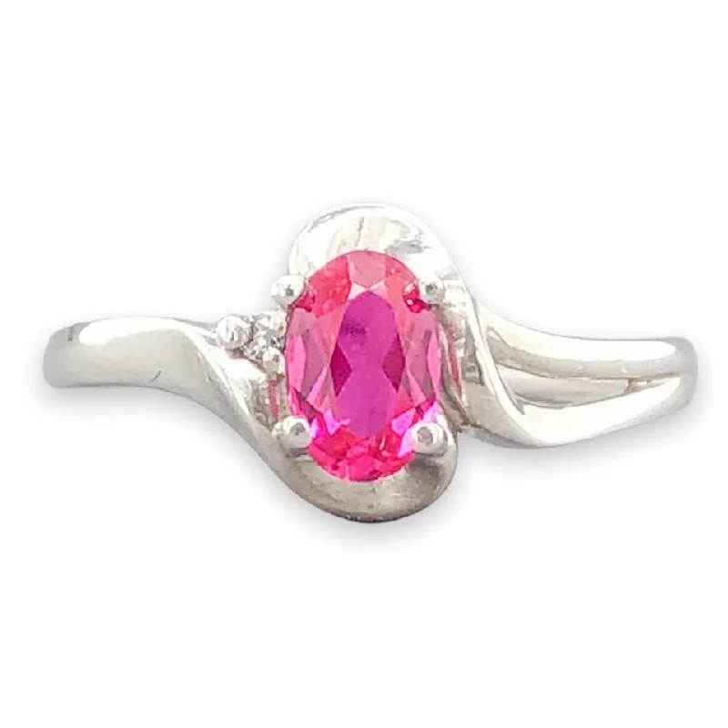 Affordable Glamour – Premium Jewelry At Special Prices SS 0.50ct Lab-Created Ruby & 0.005ct Diamond Oval Crossover Ring Affordable Glamour – Premium Jewelry At Special Prices SS 0.50ct Lab-Created Ruby & 0.005ct Diamond Oval Crossover Ring