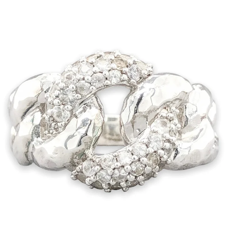 Affordable Luxury Jewelry For Every Occasion SS 1.52cttw White Sapphire Chain Link Ring Affordable Luxury Jewelry For Every Occasion SS 1.52cttw White Sapphire Chain Link Ring