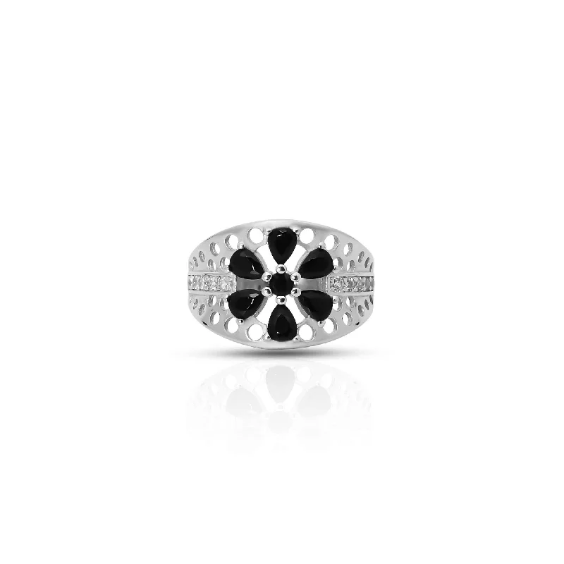 Limited-Time Jewelry Discounts – Shine Without The Splurge Sterling Silver Black Stone Flower Design Ring for Girls Limited-Time Jewelry Discounts – Shine Without The Splurge Sterling Silver Black Stone Flower Design Ring for Girls