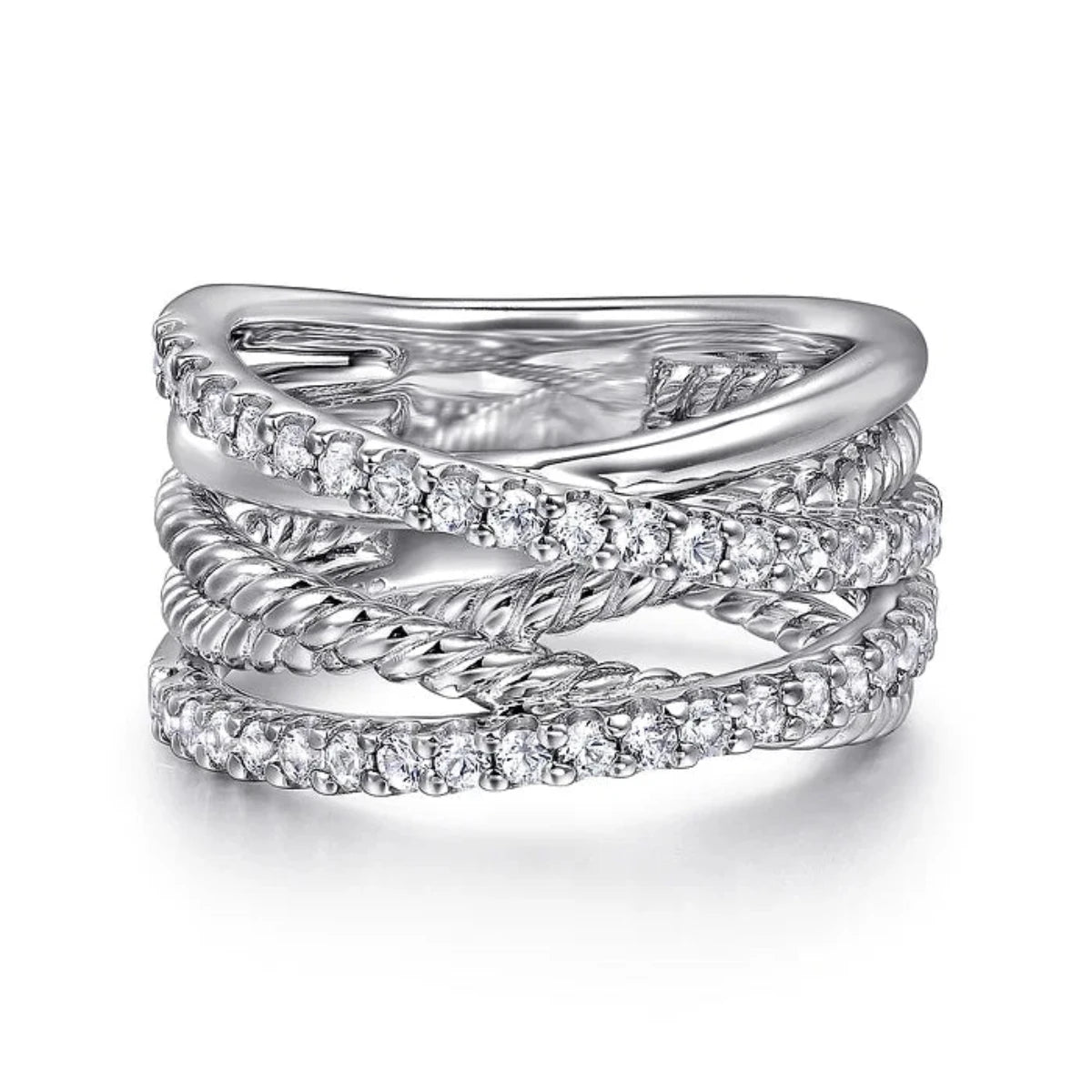 Luxury Jewelry Without The Luxury Price Tag SS White Sapphire Twisted Rope Design Ring Luxury Jewelry Without The Luxury Price Tag SS White Sapphire Twisted Rope Design Ring