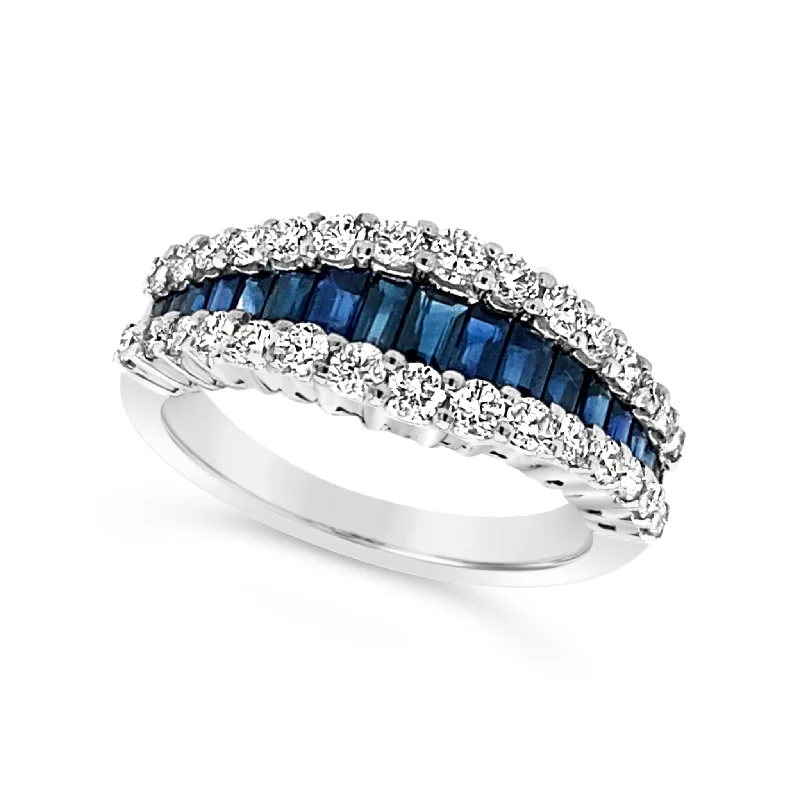 Shop Modern Jewelry Collections With Exclusive Discounts Tapered Design Sapphire and Diamond Ring