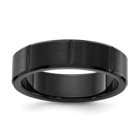 Premium Jewelry At Special Low Prices For A Limited Time Titanium Polished Black IP-plated Grooved 6mm Band Premium Jewelry At Special Low Prices For A Limited Time Titanium Polished Black IP-plated Grooved 6mm Band
