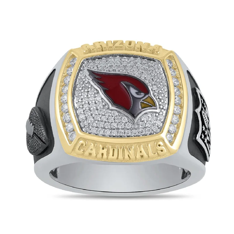 True Fans Fine Jewelry Arizona Cardinals 1/2 CTW Diamond Ring in Sterling Silver