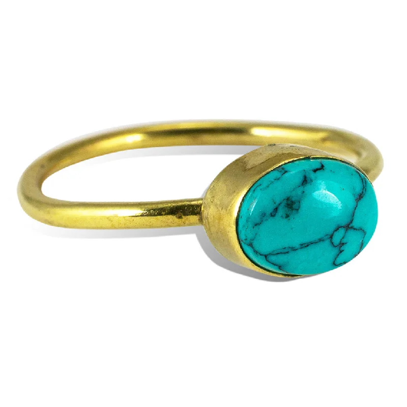 The Ultimate Jewelry Sale – Shop Premium Styles <span>RBR-023<span>: </span></span>Simple Turquoise Ring - Brass