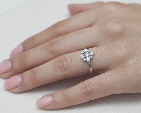 Versatile Layering Jewelry For Effortless Chic White Gold Marie Cluster Diamond Ring Versatile Layering Jewelry For Effortless Chic White Gold Marie Cluster Diamond Ring