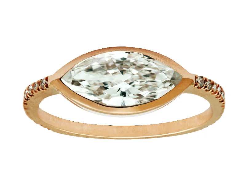 Seasonal Jewelry Sale – Upgrade Your Style Today 0.90ct Marquise White Diamond & Yellow Gold Pavé Ring