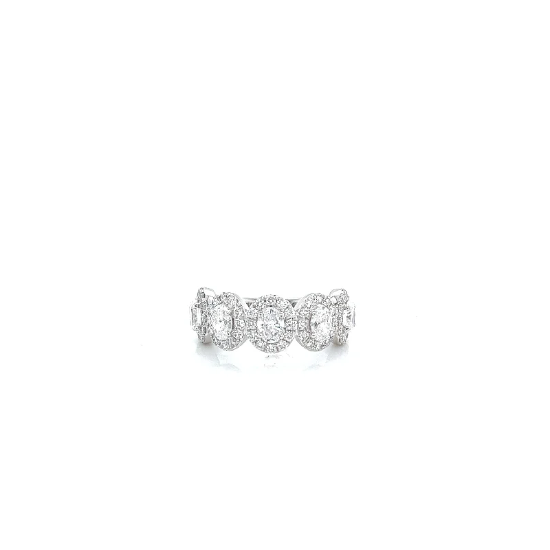 Premium Jewelry Now Available At Special Discounts Oval Diamond Halo Fashion Ring in 14K White Gold (2.00ctw)