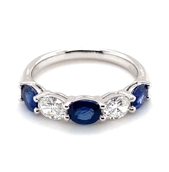 Jewelry Flash Sale – Stylish Designs At Unbeatable Rates Bremer Jewelry Sapphires and Diamonds Five Stone Fashion Ring in 18K White Gold (1.72ctw)