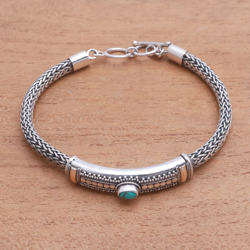 Grab Exquisite Jewelry At The Lowest Prices Center of Hope Gold Accented Natural Turquoise Pendant Bracelet from Bali
