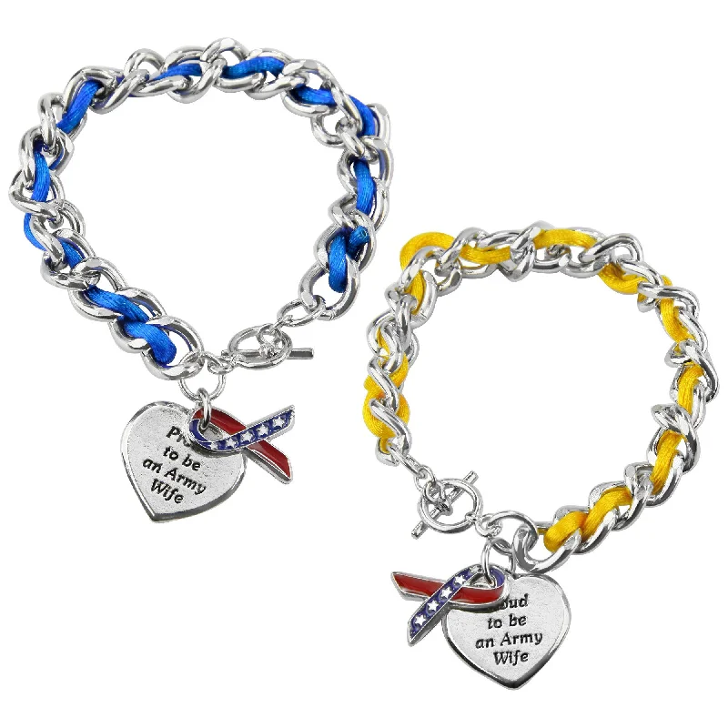 Shop Signature Jewelry Styles At Exclusive Prices Proud to be an Army Wife Ribbon Charm Bracelet