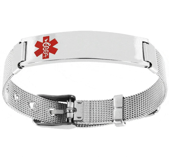 Dainty And Elegant Jewelry Now At Reduced Prices Adjustable Mesh Medic Alert Bracelet