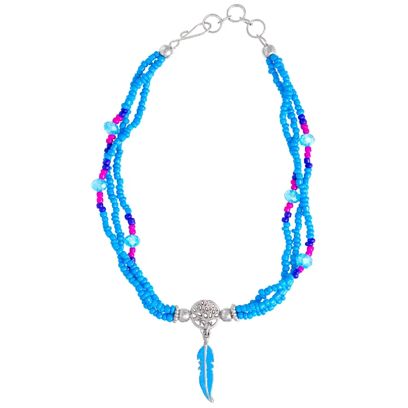 Don't Miss Out On Jaw-Dropping Jewelry Discounts Hand Beaded Feather & Tree of Life Anklet