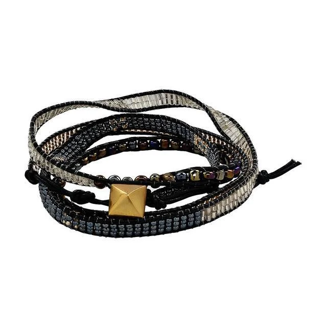 Customized Silver Jewelry For Unique Style Moraa Onyx 4x Wrap Bracelet