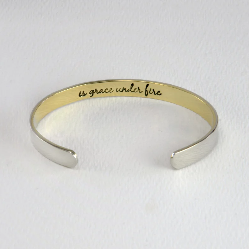 Fashion-Forward Geometric Jewelry For Contemporary Style Courage Is Grace Under Fire Mixed Metal Cuff Bracelet Fashion-Forward Geometric Jewelry For Contemporary Style Courage Is Grace Under Fire Mixed Metal Cuff Bracelet