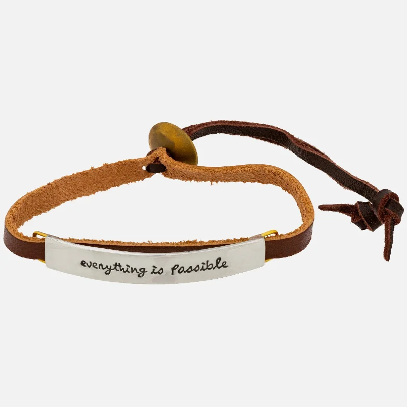 Shop Dazzling Jewelry At The Best Prices Everything Is Possible Silver & Leather Bracelet