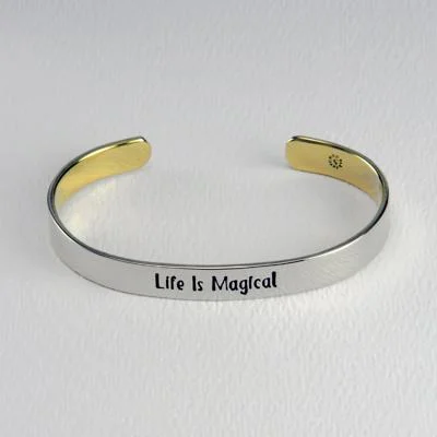 Adjustable Charm Bracelets For A Perfect Fit Life Is Magical Mixed Metal Cuff Bracelet