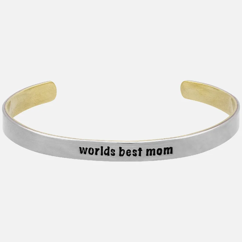 Personalized Jewelry At Special Discount Rates Worlds Best Mom Mixed Metals Cuff Bracelet Personalized Jewelry At Special Discount Rates Worlds Best Mom Mixed Metals Cuff Bracelet