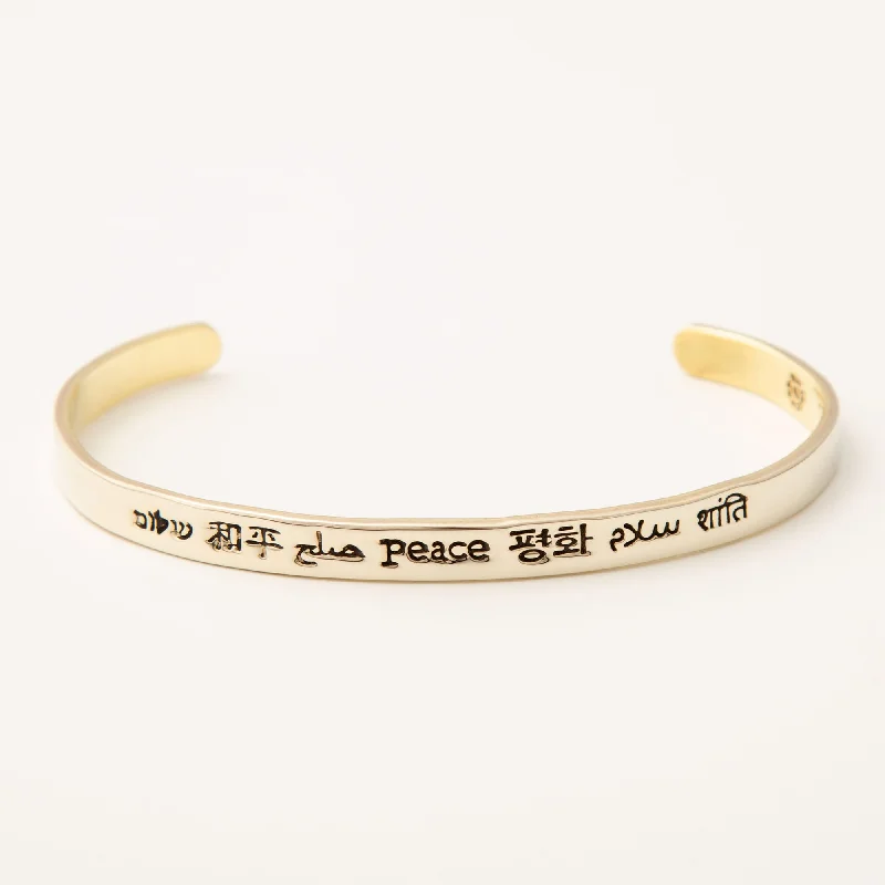 Exclusive Jewelry Markdowns – Limited-Time Offer Peace in Many Languages Mixed Metal Cuff Bracelet