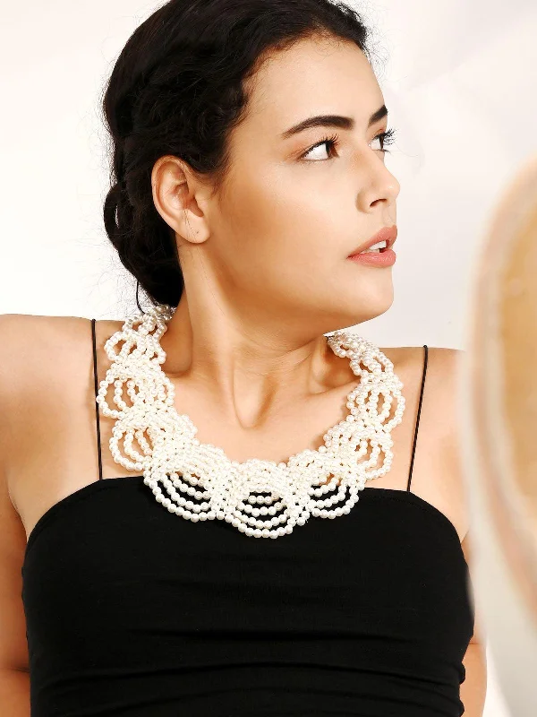 Chic, Trendy, And Affordable Jewelry Sale Odette Women Annemette Creative Pearl Statement Neckpiece Chic, Trendy, And Affordable Jewelry Sale Odette Women Annemette Creative Pearl Statement Neckpiece