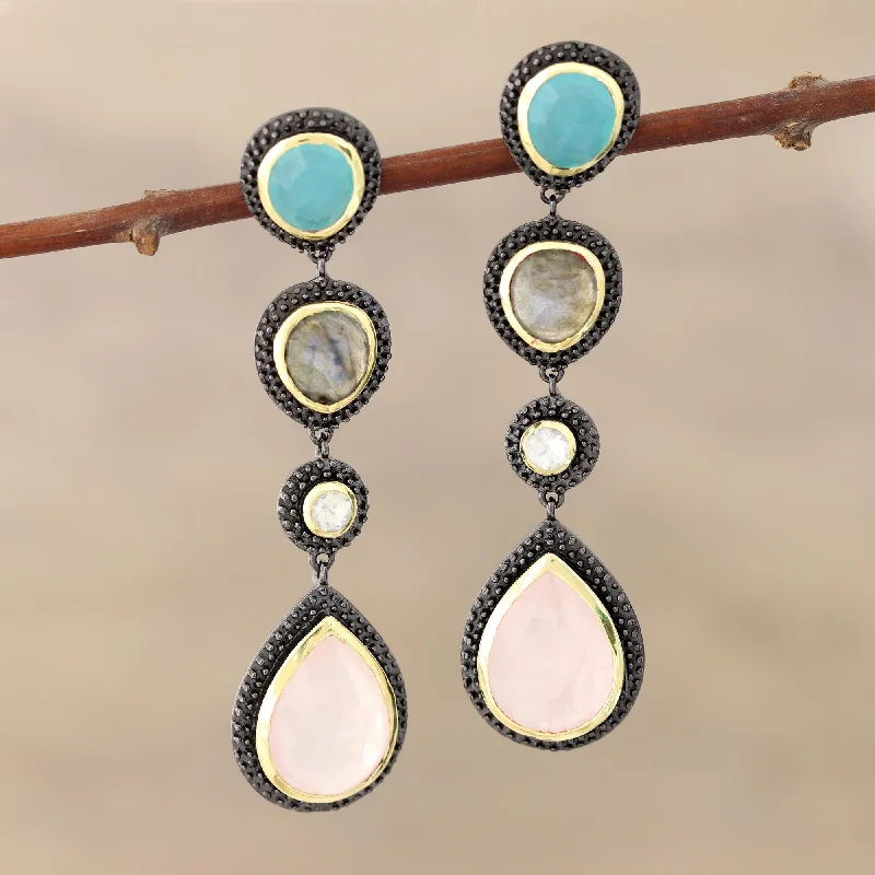 Huge Markdowns On Premium Jewelry Styles Artist's Palette Artisan Crafted 925 Silver Gemstone Earrings with 18k Gold Huge Markdowns On Premium Jewelry Styles Artist's Palette Artisan Crafted 925 Silver Gemstone Earrings with 18k Gold