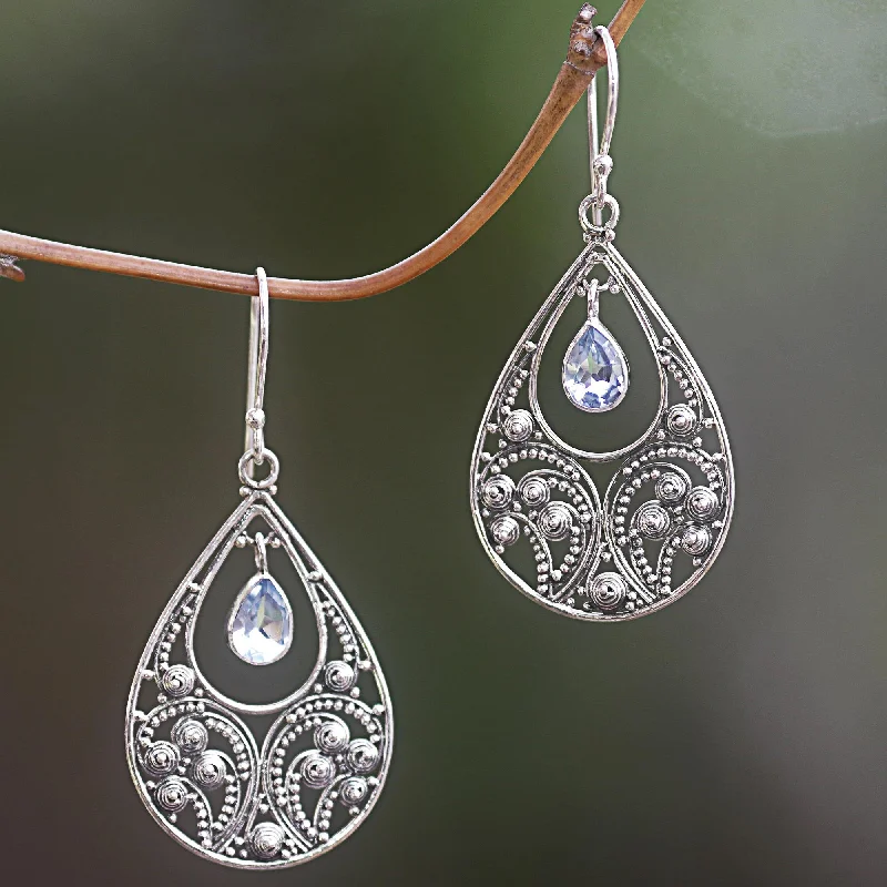 Big Discounts On Elegant Jewelry Collections Bali Crest Sterling Silver and Blue Topaz Dangle Earrings Big Discounts On Elegant Jewelry Collections Bali Crest Sterling Silver and Blue Topaz Dangle Earrings