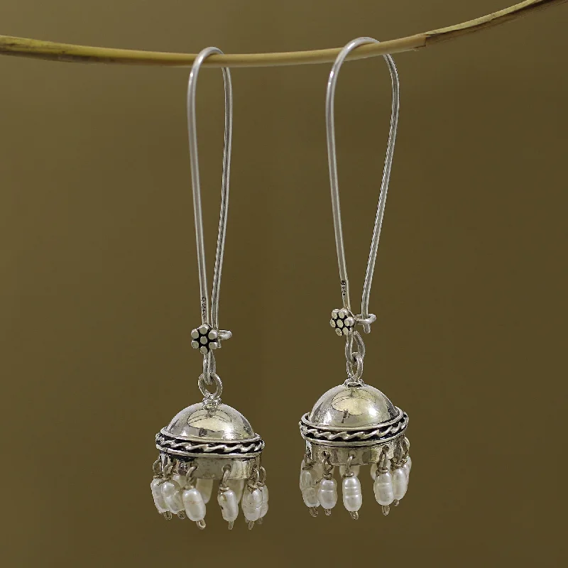 Discounted Jewelry For A Glamorous Look Beauty in Tradition Cultured Pearl and Sterling Silver Jhumki Dangle Earrings Discounted Jewelry For A Glamorous Look Beauty in Tradition Cultured Pearl and Sterling Silver Jhumki Dangle Earrings