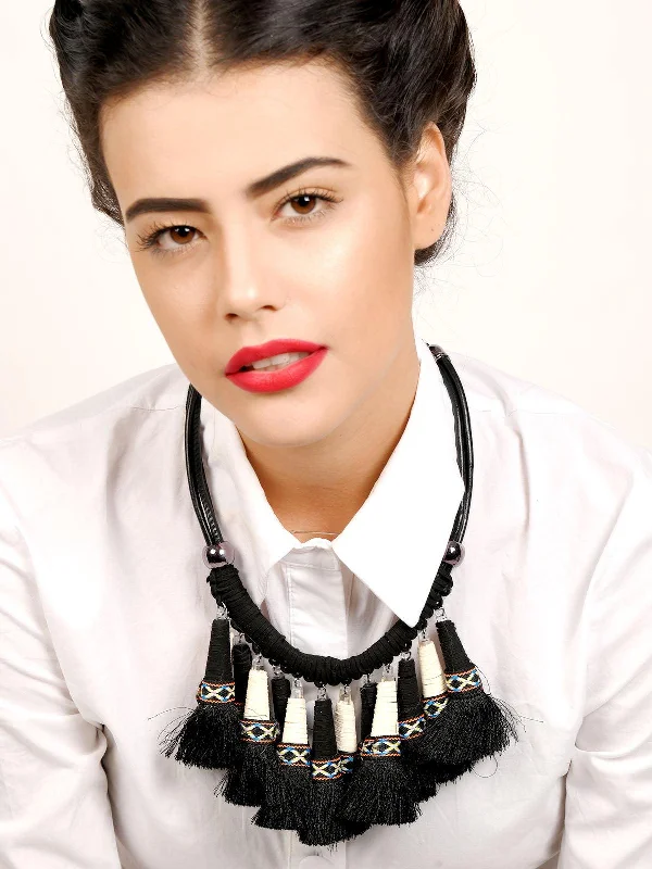 Glamorous Jewelry, Glamorous Deals – Shop Now Odette Women Black Tale Tassels Necklace Set Glamorous Jewelry, Glamorous Deals – Shop Now Odette Women Black Tale Tassels Necklace Set