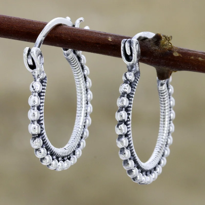 Buy More, Save More – Special Jewelry Discounts Brightly Shining Beaded Sterling Silver Hoops from India Buy More, Save More – Special Jewelry Discounts Brightly Shining Beaded Sterling Silver Hoops from India