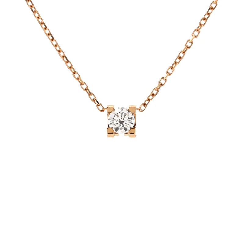 Celebrate With Sparkle – Jewelry Sale Now Live C de Cartier Necklace 18K Rose Gold and Diamond 0.20-0.29CT